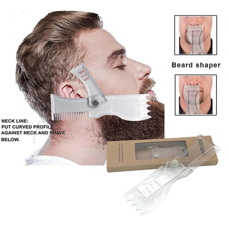 Beard Stencils with Comb and Ruler for Goatee, Sideburns, Neckline,