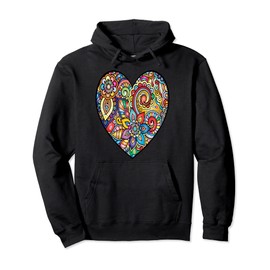CUTE HEART TEE. HEART SHAPED ART PATTERN, COLORFUL SWIRLS Pullover Hoodie