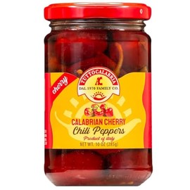 TUTTOCALABRIA Round Calabrian Cherry Peppers in Oil, 10.2 oz (290 g), Extra Virgin Olive & Sunflower Oils, Bold & Fruity Heat, Vegan, Gluten‑Free, Artisan Italian Antipasti