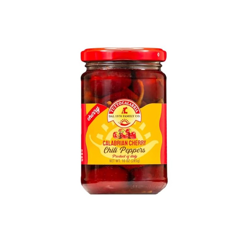 TUTTOCALABRIA Round Calabrian Cherry Peppers in Oil, 10.2 oz (290 g), Extra