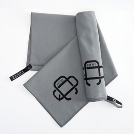 Generisch FitbyQC Towel, Sports Towel, Fitness Towel, Gym Towel, Travel Towel, Beach Towel, Hand Towel, Set of 2 (60 x 40 + 120 x 60 cm) - Compact, Quick-Drying and Lightweight (Grey)