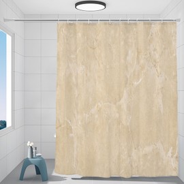 Batmerry Beige Cream Marble Decorative Shower Curtain, Beige Cream Marble Yellow Shower Curtain for Shower Stall Bathtubs Bathroom Decor Waterproof Funny Standard Size 72x72 Inch