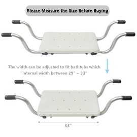 Suspended Bath Bench Seat for Shower - Bathtub Safety Seat for Elderly Disabled Handicapped Bathroom Accessories, Maximum Weight Capacity of 250 Pounds, 33" L x 9" W
