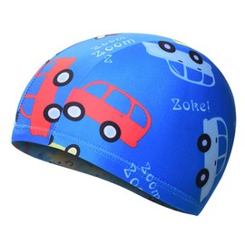 Swim Cap, Kids Swim Cap, Swimming Cap, Swimming Cap, Swimming Cap, One Size Fits Most, Loose Fit, Boys, Girls, Unisex, Kids, Students, Quick Drying, For Hot Springs, Pool, Sea Bathing (Car Blue)