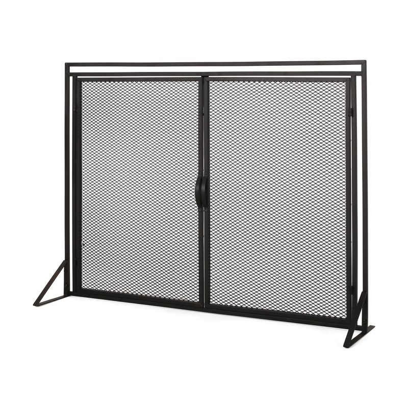 Roomfitters Durable Fireplace Screen with Mesh Double Doors, Freestanding Design