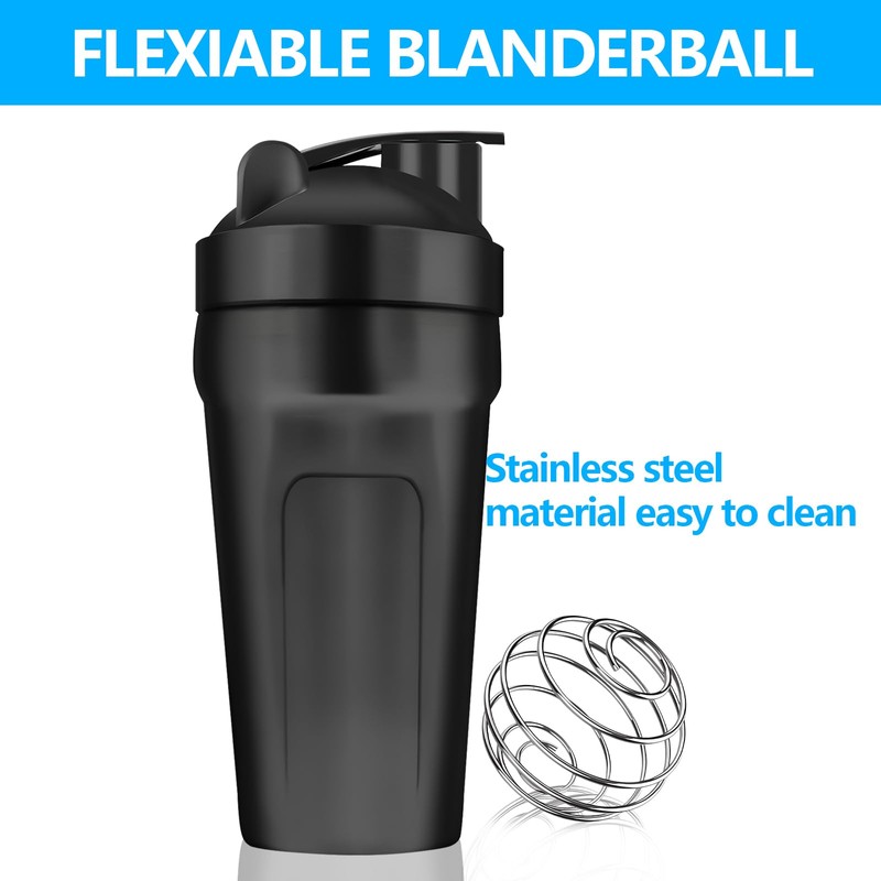 ROCKY&CHAO Shaker Proteinshake 900ml (mit Schnappdeckel |Schwarz)