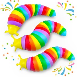 3PCS Fidget Slug Toys Pack, Easter Basket Stuffer For Toddler Kids 3+ Year Old Sensory Figette Worm For Adults Stress Relief Figit For Autism ADHD Autistic Caterpillar Travel Toys Gifts For Boys Girls