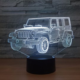 7 Color Changing Night Lamp 3D Atmosphere Bulbing Light 3D Visual Illusion LED Lamp for Kids Toy Christmas Birthday Gifts (Car)