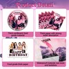 Ainvliya Black Birthday Decoration Tablecloth Pink Banner Party Tableware Birthday