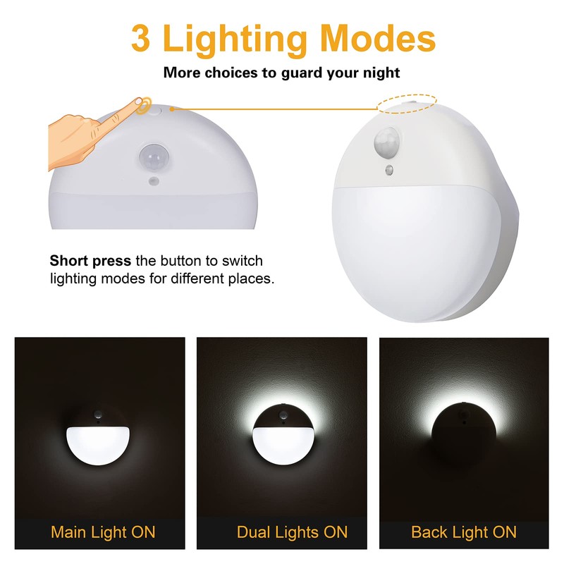 YUNLEX 4 Pack Stair Lights Indoor, 2.6" Small Stick on