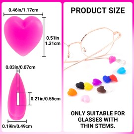 Winsyison 11 Pairs Heart Silicone Ear Grips, Anti-Slip Glasses Retainers Behind the Ear Hooks for Men & Women, Secure Eyewear Stopper for Sunglasses Reading Glasses- Multicolor