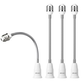 DiCUNO E26 to E26 Socket Extender (27.5CM/10.83 Inch Extension), Standard Screw Base, 165℃ Heat-Resistant No Fire Hazard, Maximum Wattage 200W, Bendable Light Bulb Extender Adapter, 4-Pack