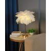 Creative White Ostrich Feather Table Lamp Bedside Lamp Light Luxury