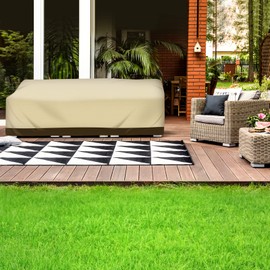 LAMA 3-Seater Heavy Duty Patio Bench Loveseat Cover, 76"W x 32.5"D x 33"H Patio Furniture Sofa Cover, Windproof Lawn Patio Furniture Covers with Handle, Beige (Medium -76"W x 32.5"D x 33"H)