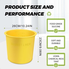 2 Gallon Reusable Bucket Liner, Time Saving Concrete Tools Durable Silicone Bucket Insert, Food Grade Container for Food Storage, for Paint, Thinset, Ice, Slime, Cleaning, Wall Patch Compound