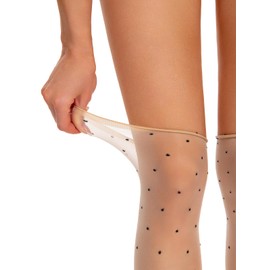 Aranmei Women's Lace Sexy Pattern High Stockings Thigh Oily Smooth Glossy