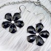 Firstmeet Shiny flower statement collar Necklace with earrings (XL-1104-Black)