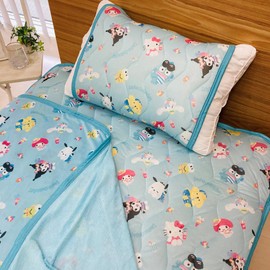 MORIPiLO Pillowcase 43 63 Summer Sanrio Characters Cinnamoroll Kromi-chan Goods (Washable Pillow Case for Parents and Children), Cooling Pad, Cute Pillow Case, Sanrio, Light Green, Approx. 16.9 x 24.8