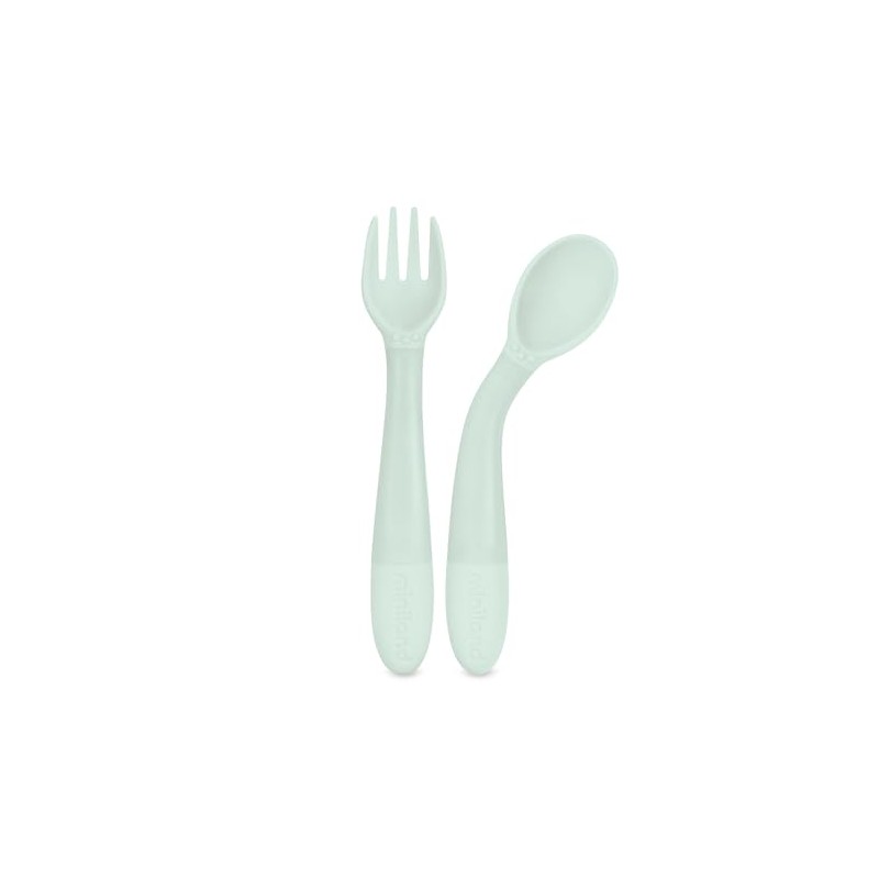 Miniland Dolce Mint Flexible Spoon and Fork Set Made in