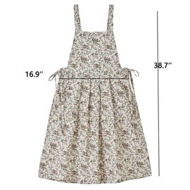 Lumista Adult Kitchen Apron Cooking Baking Garden Chef Apron with Pocket Floral Cotton Waterproof Adjustable Apron (White)