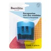 Barrilito Sacapuntas plstico doble orificio con contenedor. Blster con 1