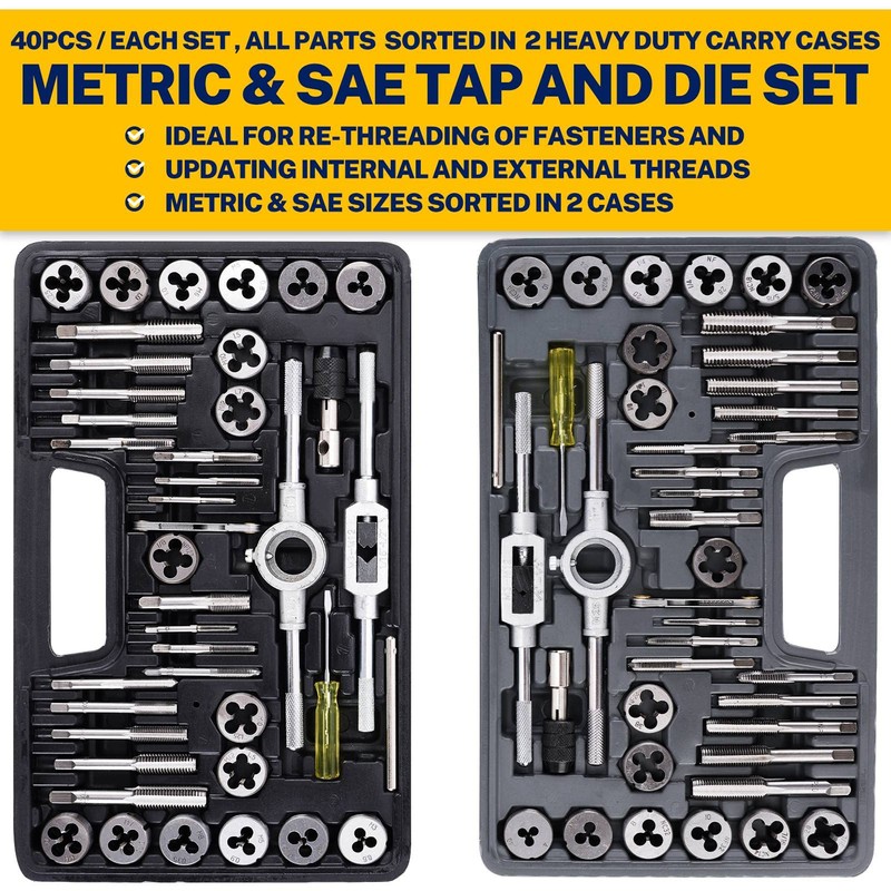 SAE and Metric Tap & Die Set 80 PCS, SAE: