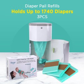 Refills Compatible with DEKOR PLUS Diaper Pails | 3 Pack | Exclusive 30% Extra Thickness | Diaper Pail Refills with Powerful Odor Elimination | Fresh Powder Scent | Holds up to 1740 Diapers