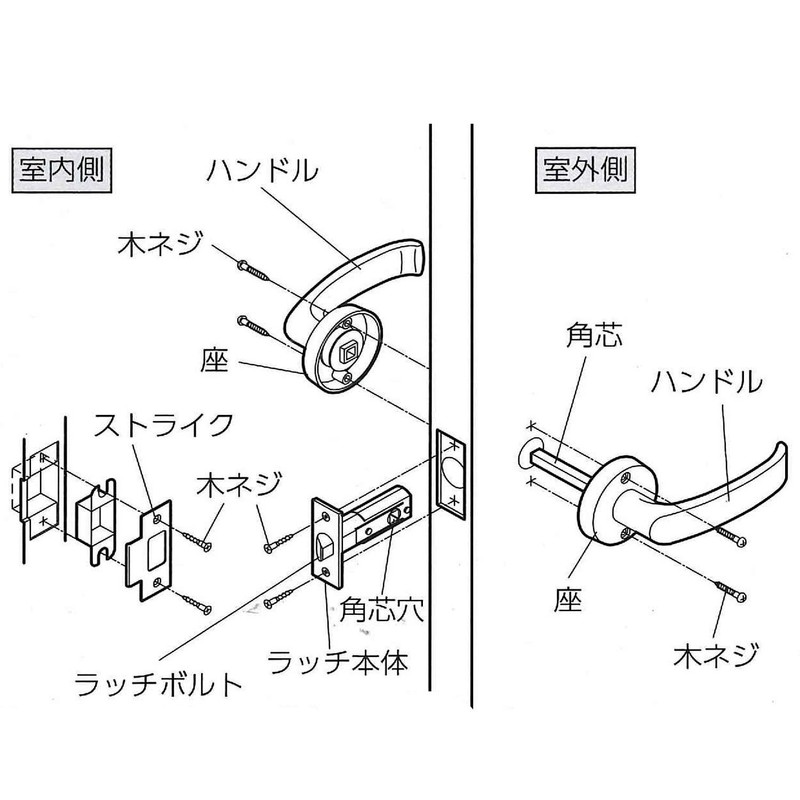 Kawaguchi Giken DJ-24-1M-BR Door Lever J Lever Round Seat Blank