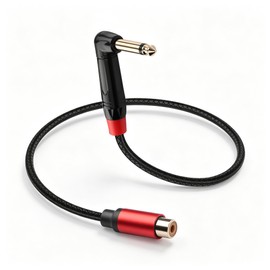 CERRXIAN 6.35mm TS Mono Right Angle Male to 6.35mm RCA Female Audio Cable,0.5M/1.6FT Leather Textured Cord, Short Cable for Electric Guitar, Mixer, Amplifier, Speaker