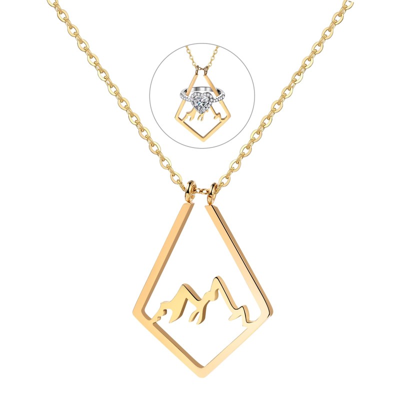 OIDEA Ring Holder Necklace: Gold Dainty Stainless Steel Mountain Necklace