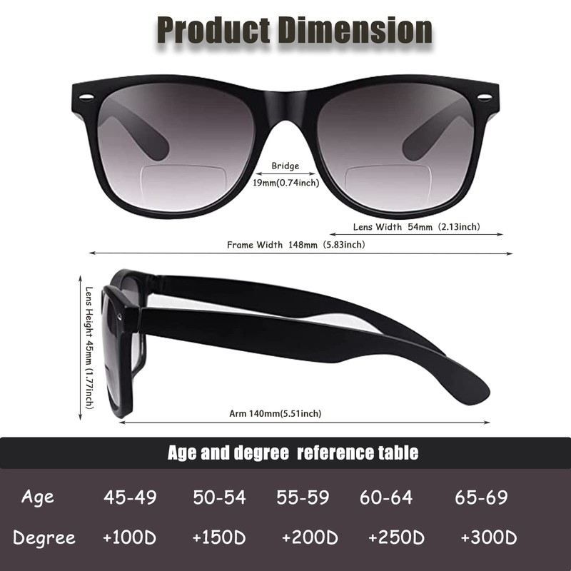 E & R Elegant Rabbit Bifocal Reading Sunglasses Outdoor Sunglasses