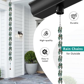 Rain Chains for Gutters Outside, 7.87FT Adjustable Metal Rain Catcher Chain