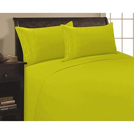 Elegant Comfort Luxurious Wrikle-Resistant Super Silky Soft - 1500 Premier Egyptian 3-Piece Duvet Cover Set, King/Cal-King, Lime