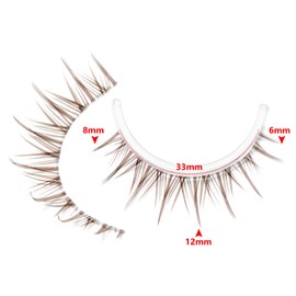 outopen 10 Pairs Brown Lashes Clear Band Brown Manga Lashes Japanese Anime Cosplay Eyelashes Asian False Eyelashes Natural Look Like Individual Clusters(A14-Asian Style | 8-12mm)