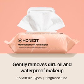 Honest Beauty Fragrance Free Cleansing Makeup Remover Facial Wipes | Plant Based, Hypoallergenic, Gentle for Sensitive Skin | 90 Count