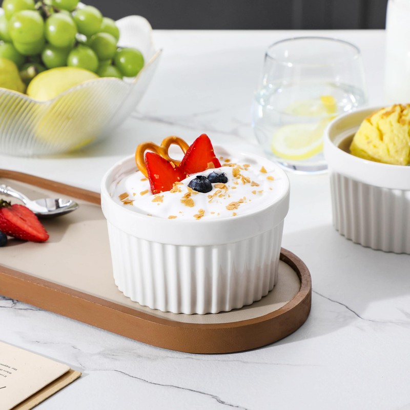 MALACASA Ramekins 12 oz Oven Safe, Porcelain Creme Brulee Ramekins