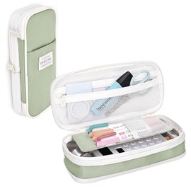 KUKUPOW Aesthetic Pencil Case, Large Pencil Case, Teenager's Pencil Case, Simple and Durable, Suitable for Schools and Offices (Green), Green, Unisex