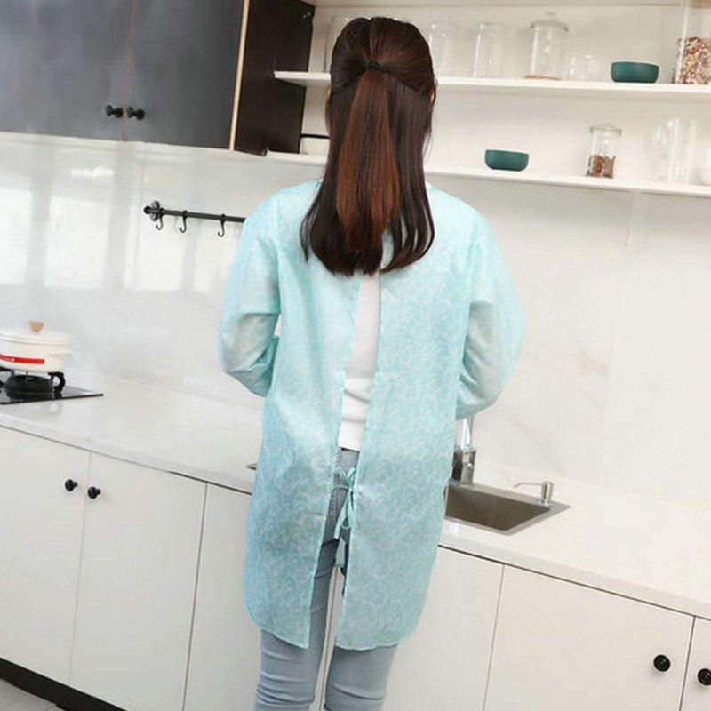 FOMIYES Long Sleeve Waterproof Apron, Adult Kitchen Apron, Household Apron