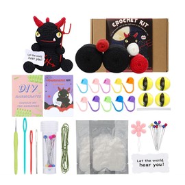 Crocheting Kit, Animal Crochet Kit for Adults, Beginners Crochet Kit - Portable, Easy Peasy Yarn, Black Dragon Crochet Supplies for Starting Crochet Lovers