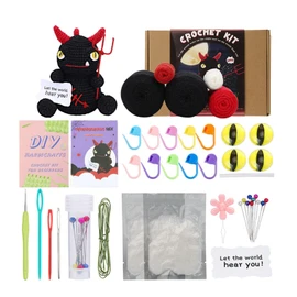 Crocheting Kit, Animal Crochet Kit for Adults, Beginners Crochet Kit - Portable, Easy Peasy Yarn, Black Dragon Crochet Supplies for Starting Crochet Lovers