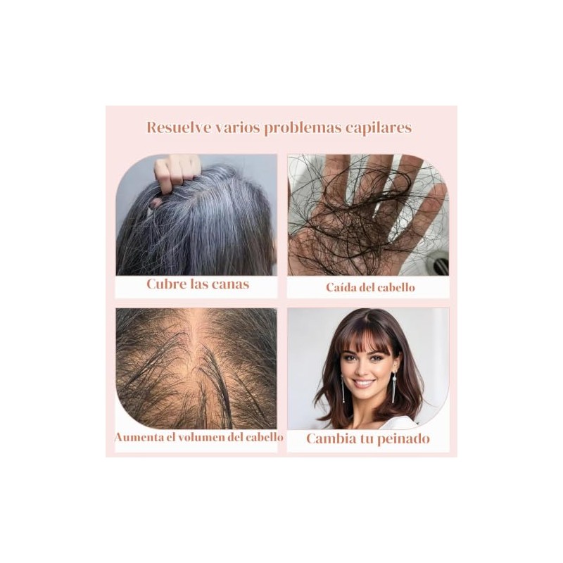 Matriarchs Postizos de cabello humano real para mujer, flequillo fino