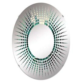DesignQ Skyscrapers wall mirror, Oval 0 mirror, Round Green bathroom mirror, Skyscrapers vanity mirror Verdant Jade Urban Mosaic printed mirror decor, oval mirror 20x30