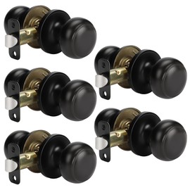 goldenwarm Black Passage Door Knobs, Matte Black Closet Door Knobs Interior, Black Passage Door Knobs Set for Hallway, Closet (5 Pack, Matte Black)