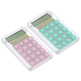 PATIKIL Desktop Calculator, 2 Pack Large 8 Digit LCD Display Mini Pocket Portable Desk Calculator Standard Function for Home Office Style 1, Pink Green