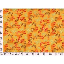 Choice Fabrics Gold Red & Brown Butterflies on Dk Yellow Quilting & Sewing Fabric by Yard #c10