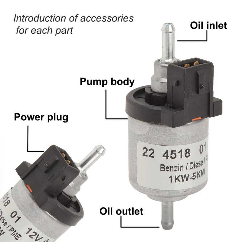 12V 22ml Heater Fuel Pump Heat Resistant Low Noise Fuel