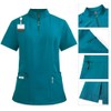 Meichoon Women's Medical Care Uniform Stand-up Zipper Top with Four
