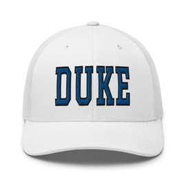 RIVEMUG NG Duke Curverd Bill Embroidered Trucker Hat Mid Crown Adjustable Cap White