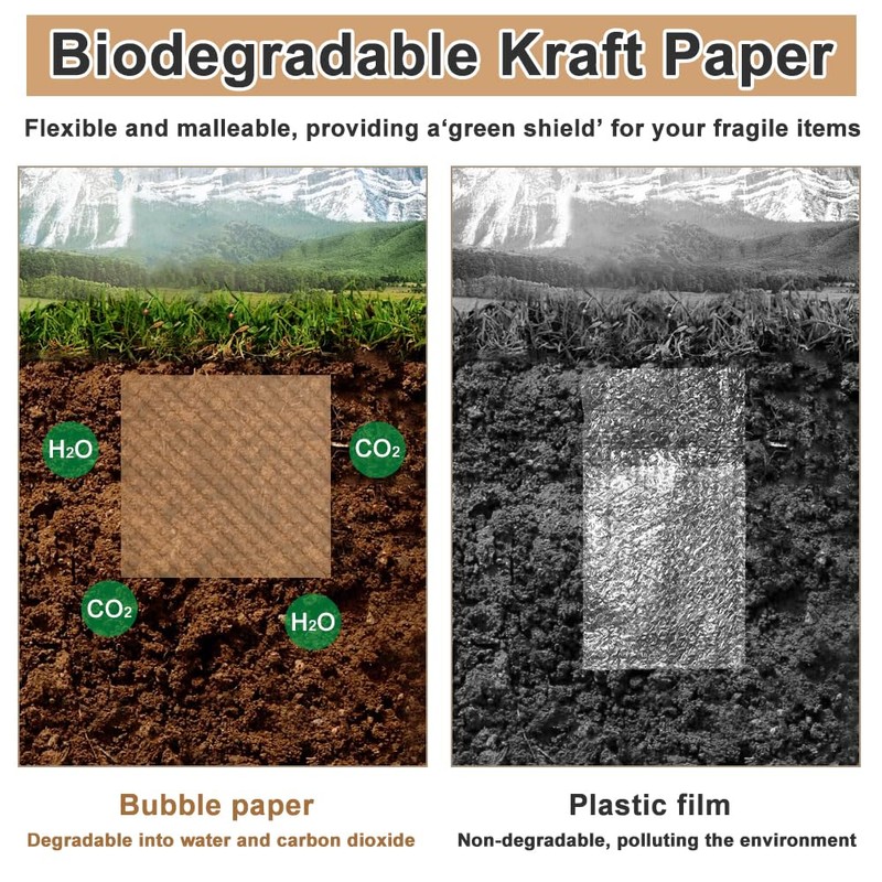 Elyyapt 80 Sheets Paper Bubble Wrap 29x30cm Eco Cushioning Wrap