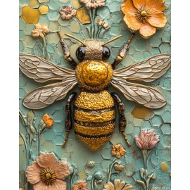 VNUIEHG Bee Paint by Numbers Kit for Adults, Modern Aesthetic Paint by Number on Canvas, Abstract Art Digital Oil Painting Kits Suitable for Home Wall Decoration Gift 16"x 20"